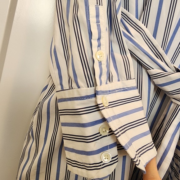 J. Crew Thomas Mason Striped Boatneck Maxi Dress 10 Blue White Coastal Luxury - Picture 6 of 16